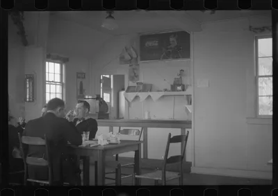[Untitled photo, possibly related to: Walker Evans, profile, hand up…, West Virginia, 1937