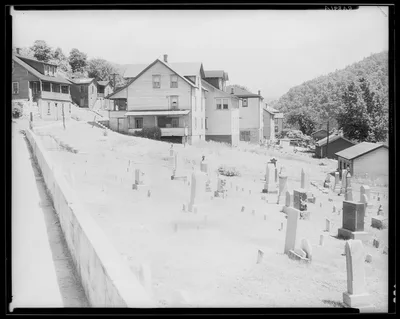 Typical houses. Graveyard in foreground. Rowlesburg, Preston County,…, West Virginia, 1935